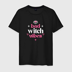 Футболка хлопковая мужская Bad witch vibes magic, цвет: черный