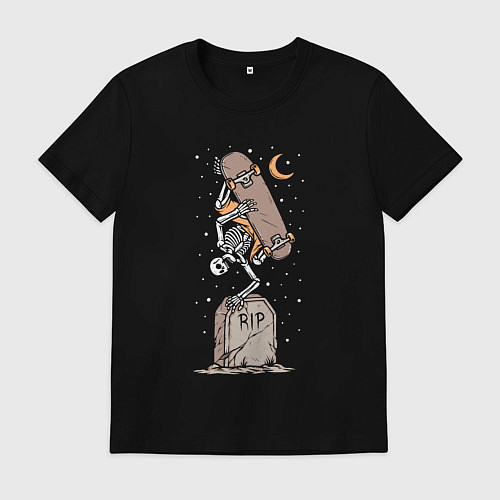 Мужская футболка Скейтер на кладбище / Черный – фото 1
