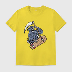 Футболка хлопковая мужская Смерть на скейте, цвет: желтый