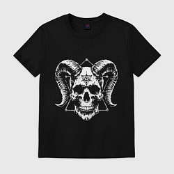 Футболка хлопковая мужская Рогатый череп, цвет: черный