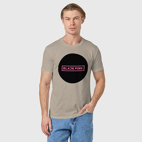 Мужская футболка Blackpink logotype - group of South Korea / Миндальный – фото 3