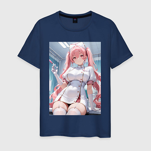 Мужская футболка Медсестричка сделает тебе укол любви / Тёмно-синий – фото 1