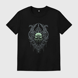 Футболка хлопковая мужская Череп в орнаменте, цвет: черный
