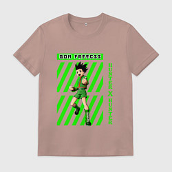 Футболка хлопковая мужская Хантер Гон полоска, цвет: пыльно-розовый