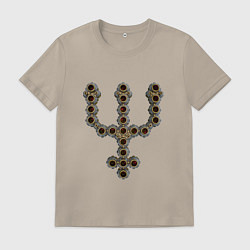 Футболка хлопковая мужская Astrological symbol planet neptune metal antique, цвет: миндальный