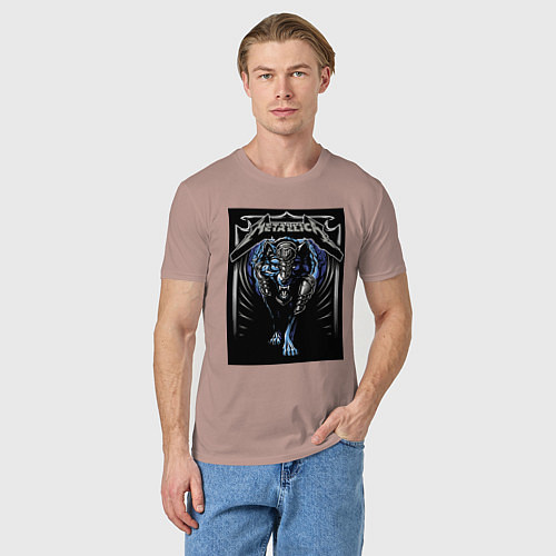 Мужская футболка Metallica thrash metal style - wolf / Пыльно-розовый – фото 3