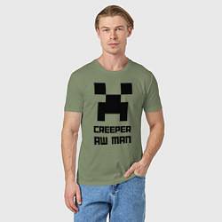 Футболка хлопковая мужская Creeper Aw Man, Майнкрафт мем, цвет: авокадо — фото 2