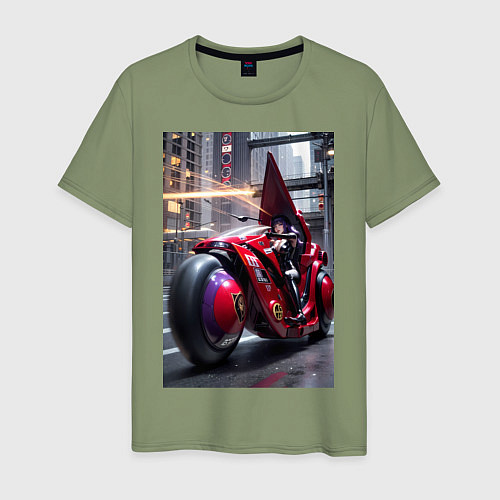 Мужская футболка Девушка на футуристическом мотоцикле / Авокадо – фото 1