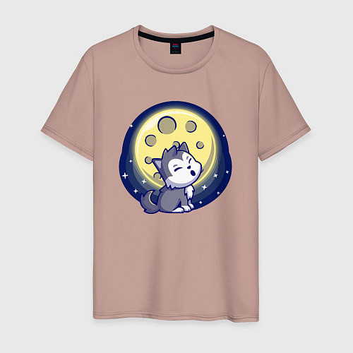 Мужская футболка Moon wolf / Пыльно-розовый – фото 1