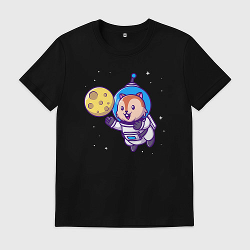 Мужская футболка Белочка в космосе / Черный – фото 1