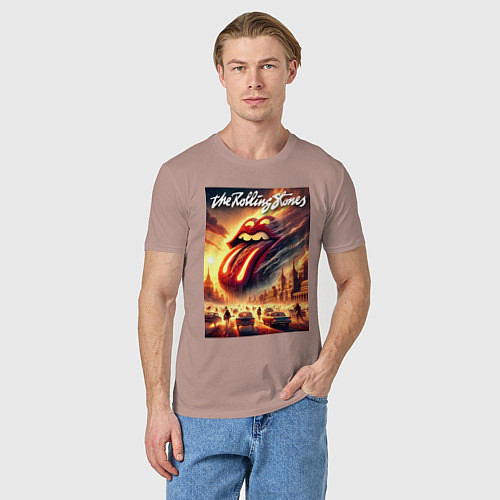 Мужская футболка Logo of the Rollings Stones / Пыльно-розовый – фото 3