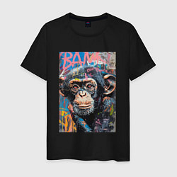 Футболка хлопковая мужская Graffiti monkey, цвет: черный