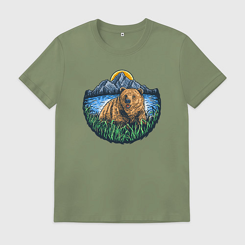 Мужская футболка Медведь на природе / Авокадо – фото 1