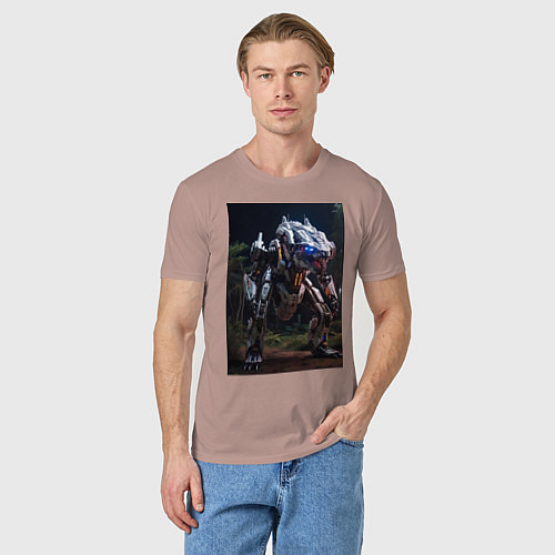 Мужская футболка Робот в стиле Horizon / Пыльно-розовый – фото 3