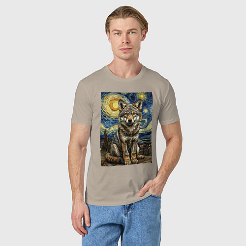 Мужская футболка Волчонок Ван Гог / Миндальный – фото 3