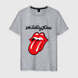 Футболка хлопковая мужская Rolling Stones - logo, цвет: меланж