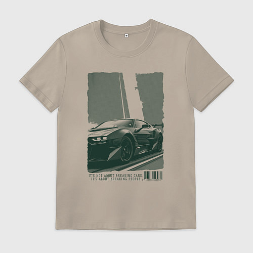 Мужская футболка Постер спорткара / Миндальный – фото 1