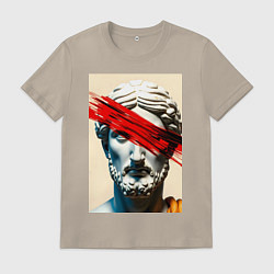 Футболка хлопковая мужская Штрих на античной статуе, цвет: миндальный