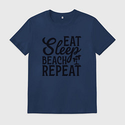 Футболка хлопковая мужская Еда сон пляж, цвет: тёмно-синий