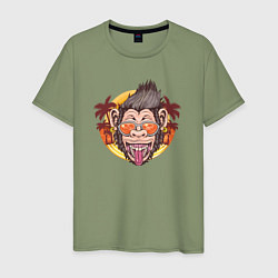 Футболка хлопковая мужская Summer monkey, цвет: авокадо