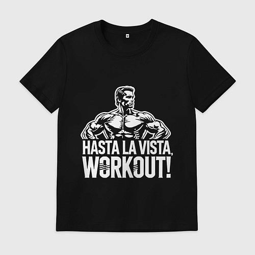 Мужская футболка Arnold - hasta la vista workout / Черный – фото 1