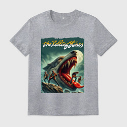 Футболка хлопковая мужская Rolling Stones - wolfs mouth, цвет: меланж