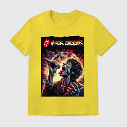 Футболка хлопковая мужская Rolling Stones singer Mick Jagger, цвет: желтый