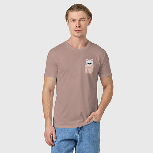 Мужская футболка Jiniret in pocket / Пыльно-розовый – фото 3