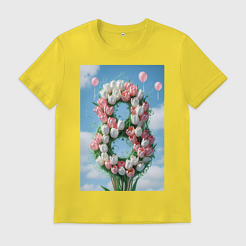 Мужская футболка Тюльпаны к 8 марта / Желтый – фото 1