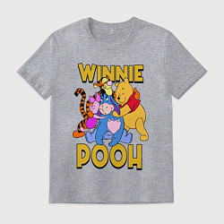 Футболка хлопковая мужская Winnie Pooh hugs, цвет: меланж