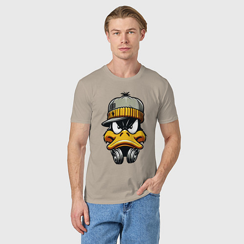 Мужская футболка Duffy Duck in headphones / Миндальный – фото 3