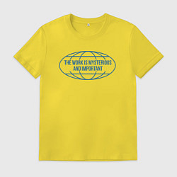 Футболка хлопковая мужская Lunon - the work is mysterious and important, цвет: желтый