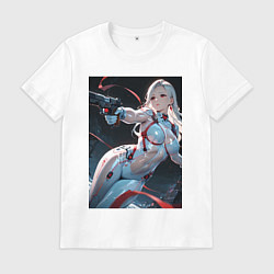 Футболка хлопковая мужская Девушка-наемница, цвет: белый