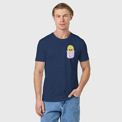 Футболка хлопковая мужская BbokAri in pocket, цвет: тёмно-синий — фото 2