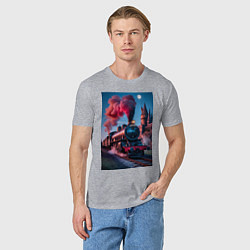 Футболка хлопковая мужская Хогвартс-Экспресс, цвет: меланж — фото 2