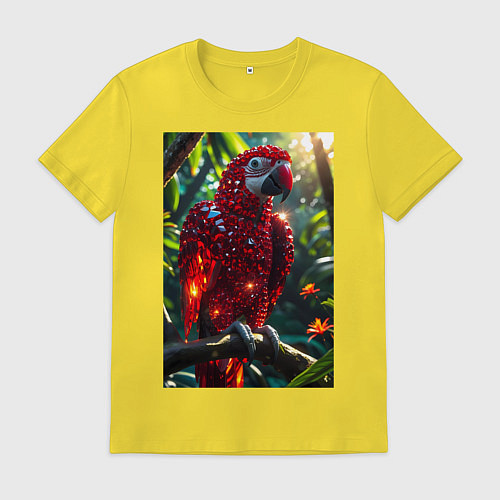 Мужская футболка Попугай из драгоценных камней / Желтый – фото 1