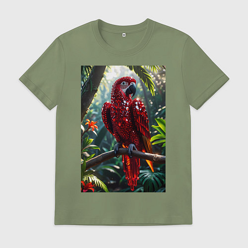 Мужская футболка Попугай из драгоценных камней / Авокадо – фото 1