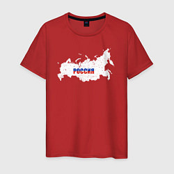 Футболка хлопковая мужская Россия карта, цвет: красный