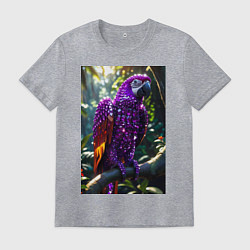 Футболка хлопковая мужская Попугай из драгоценных камней, цвет: меланж