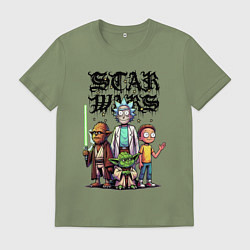Футболка хлопковая мужская Yoda and Chewbacca are friends of Rick and Morty -, цвет: авокадо