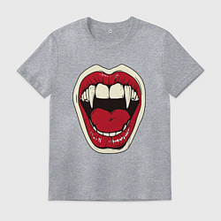 Футболка хлопковая мужская Клыки вампира, цвет: меланж