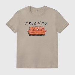 Футболка хлопковая мужская Friends - logo, цвет: миндальный