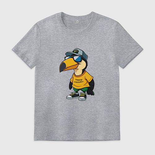 Мужская футболка Тукан в кроссовках / Меланж – фото 1