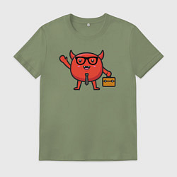 Футболка хлопковая мужская Офисный дьяволёнок, цвет: авокадо
