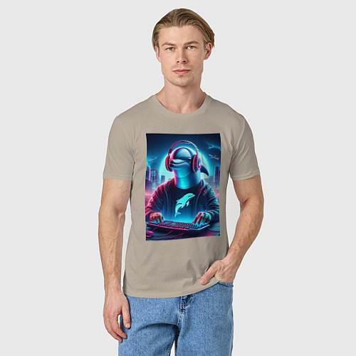 Мужская футболка Dolphin is esports player - ai art fantasy / Миндальный – фото 3
