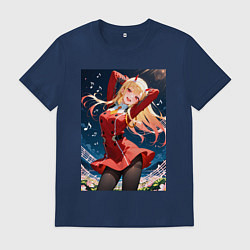 Футболка хлопковая мужская Марин Китагава косплей 002 Darling in the Franxx, цвет: тёмно-синий