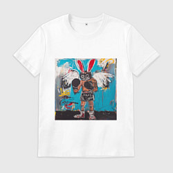 Футболка хлопковая мужская Граффити с зайцем боксером, цвет: белый