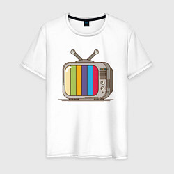 Футболка хлопковая мужская Retro television, цвет: белый