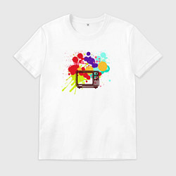 Футболка хлопковая мужская Цветное телевидение, цвет: белый