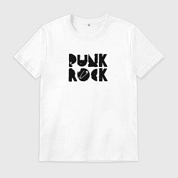 Футболка хлопковая мужская Punk Rock in black, цвет: белый